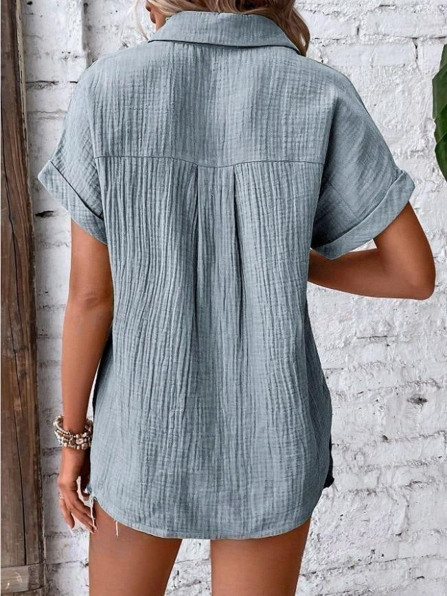 Chemise décontractée femme en coton à boutons